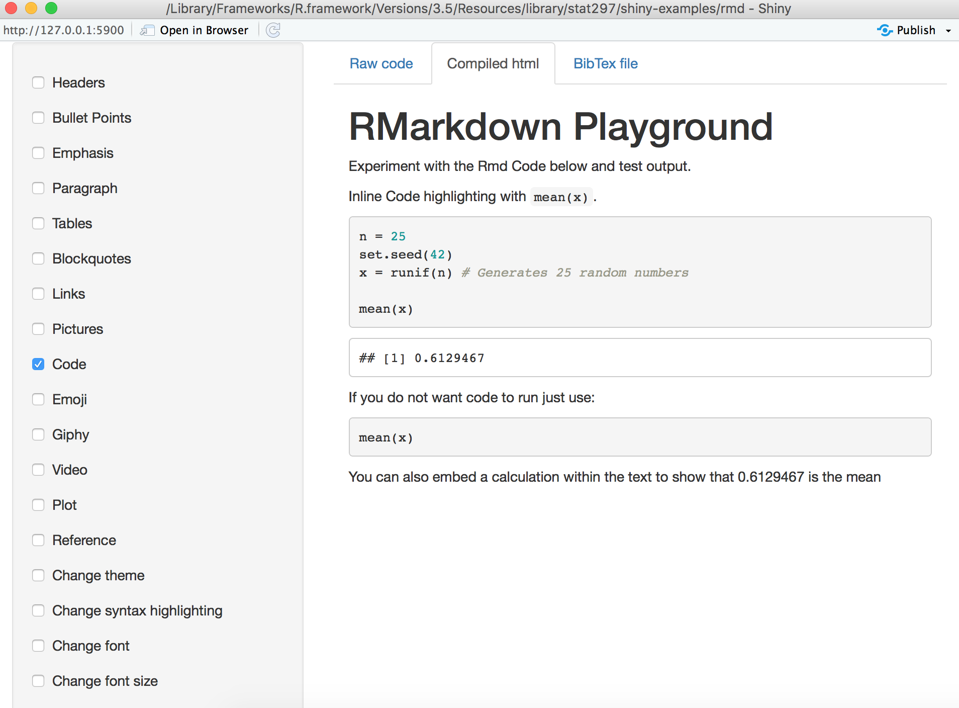 rmarkdown shiny